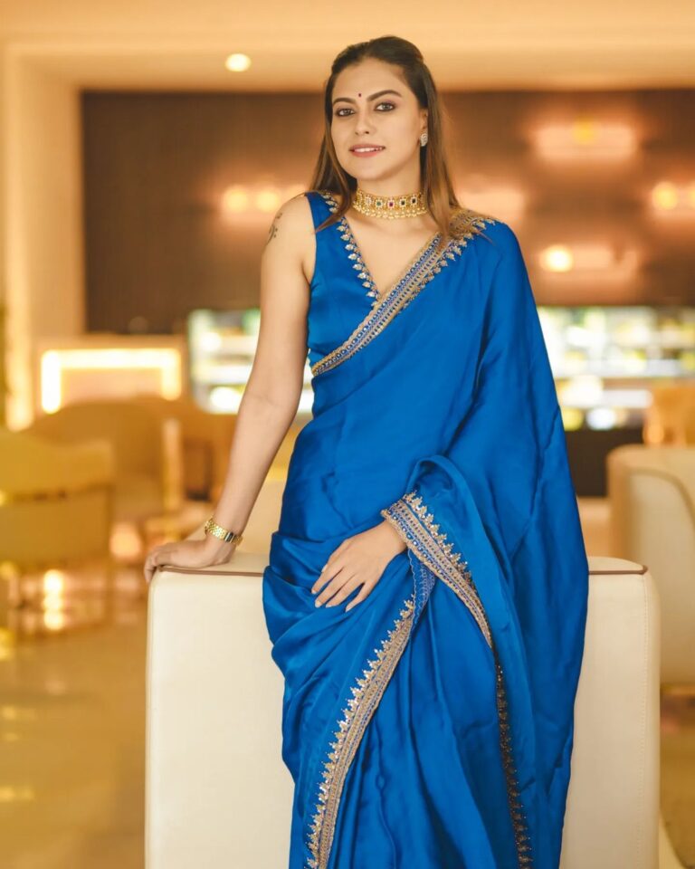 Actress Anusree In Blue Saree