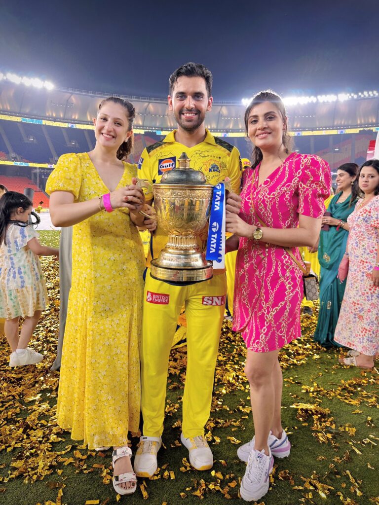Actress Malti Chahar Poses With IPL 2023 Trophy Alongside Her Brother Deepak Chahar