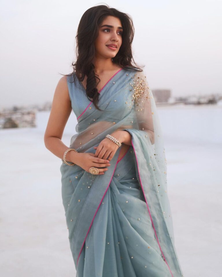 Actress Krithi Shetty In Grey Saree