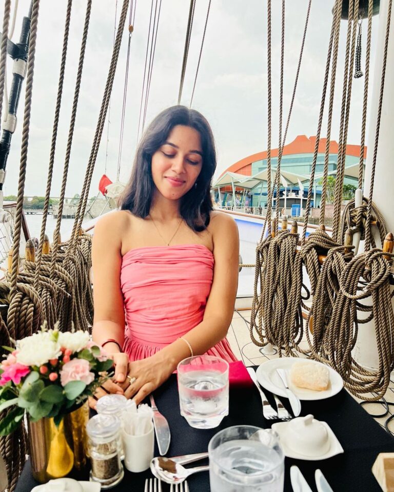 Actress Mirnalini Ravi Had A Wonderful Dinner Night In A Luxury Tall Ship