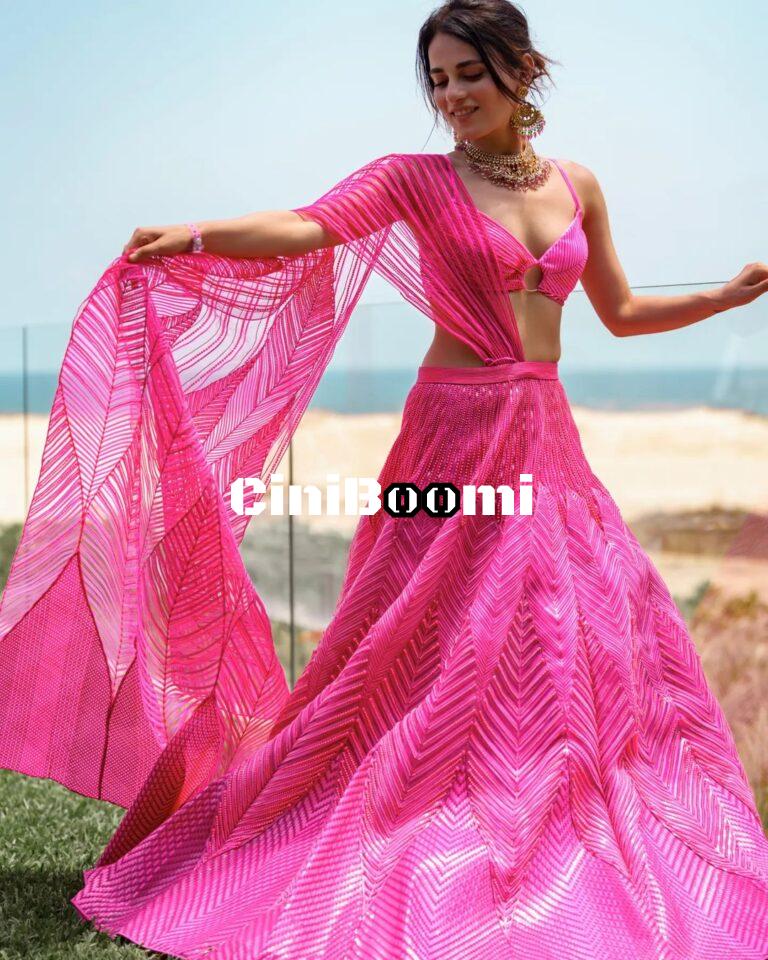 Gorgeous Look Of Actress Radhika Madan In Neon Pink Lehenga