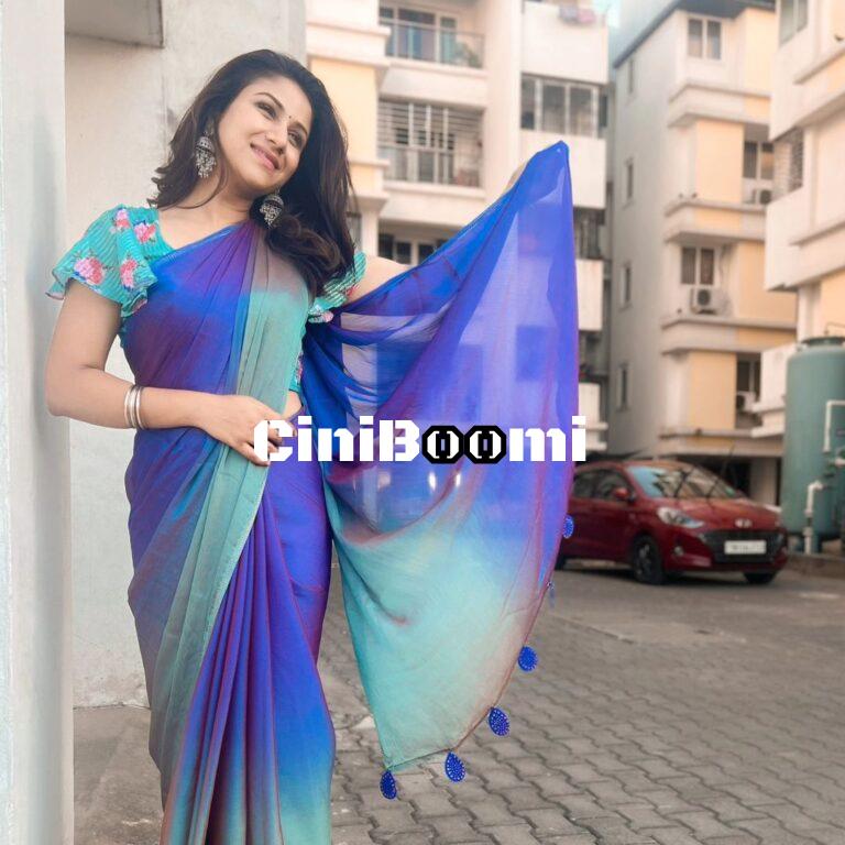 Beautiful Looking Alya Manasa In Blue Saree