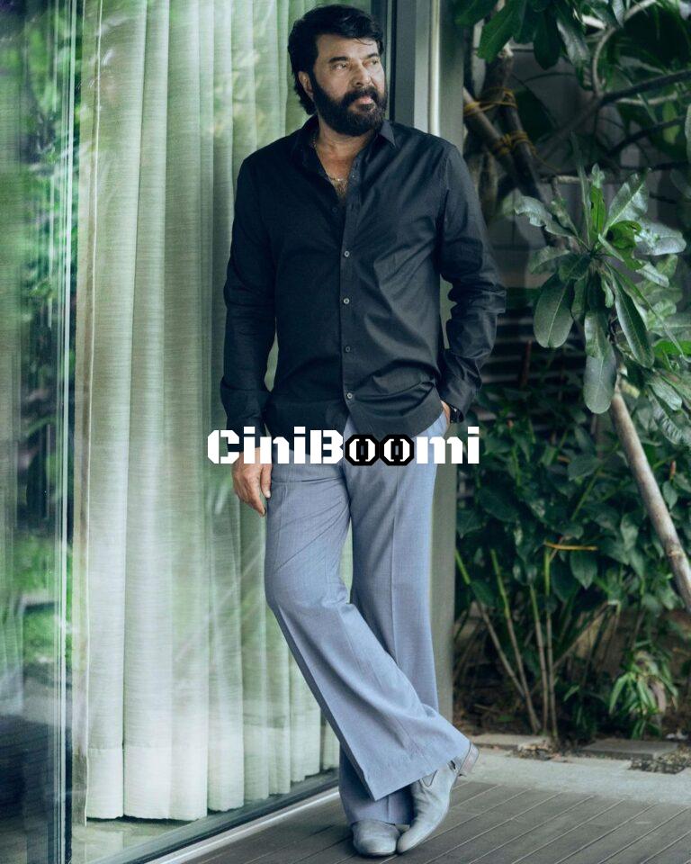Mass Look Of Actor Mammootty In Black Shirt