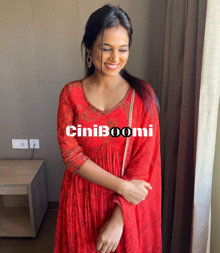 Dazzling Look Of Actress Ramya Pandian In Red Outfit