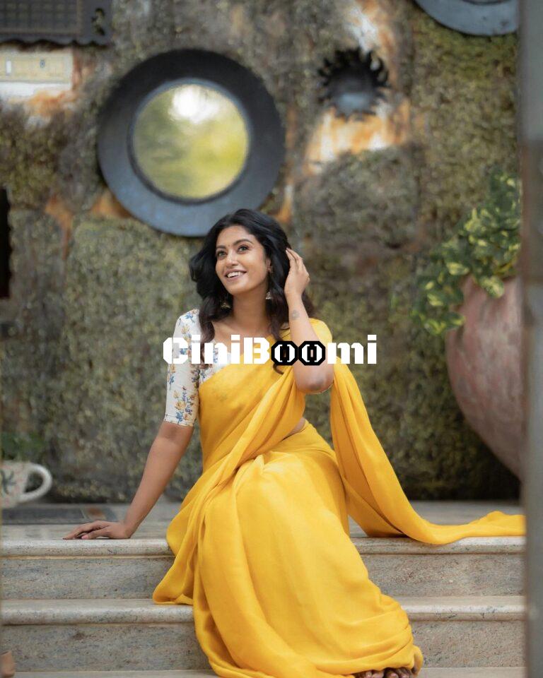 Actress Roshni Haripriyan Flaunting Her Elegance In Yellow Saree