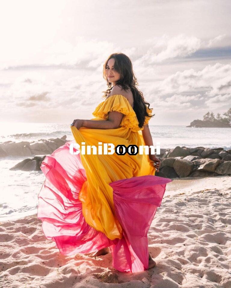 Beautiful Looking Sonakshi Sinha In Yellow Outfit