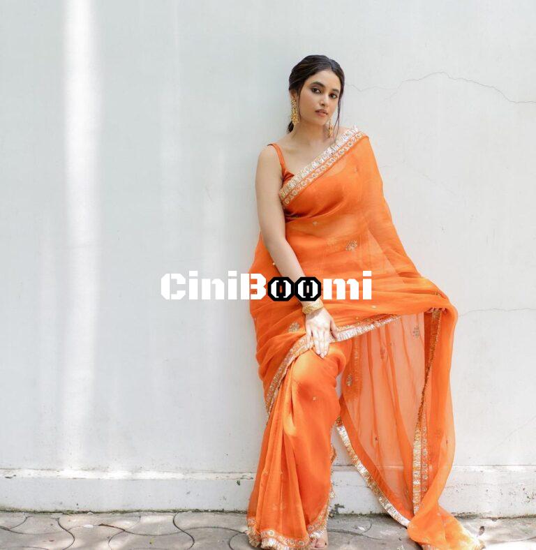 Actress Priyanka Mohan Looks Flawless In Orange Saree