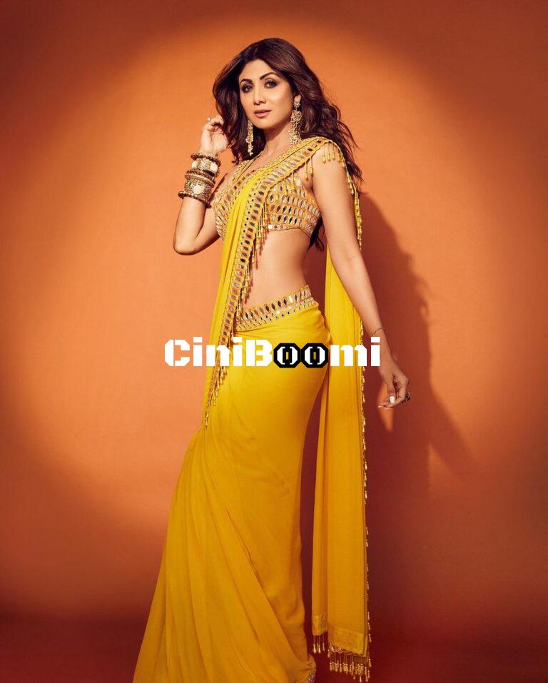 Actress Shilpa Shetty Personifies Elegance In Yellow Saree