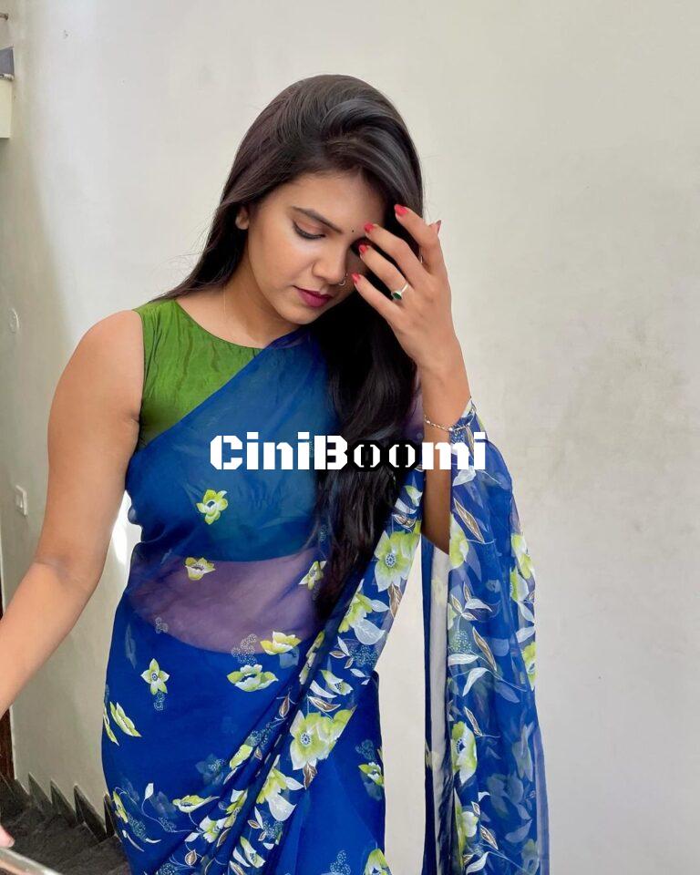 Actress Shathiga Unleashes Her Charisma In Blue Saree