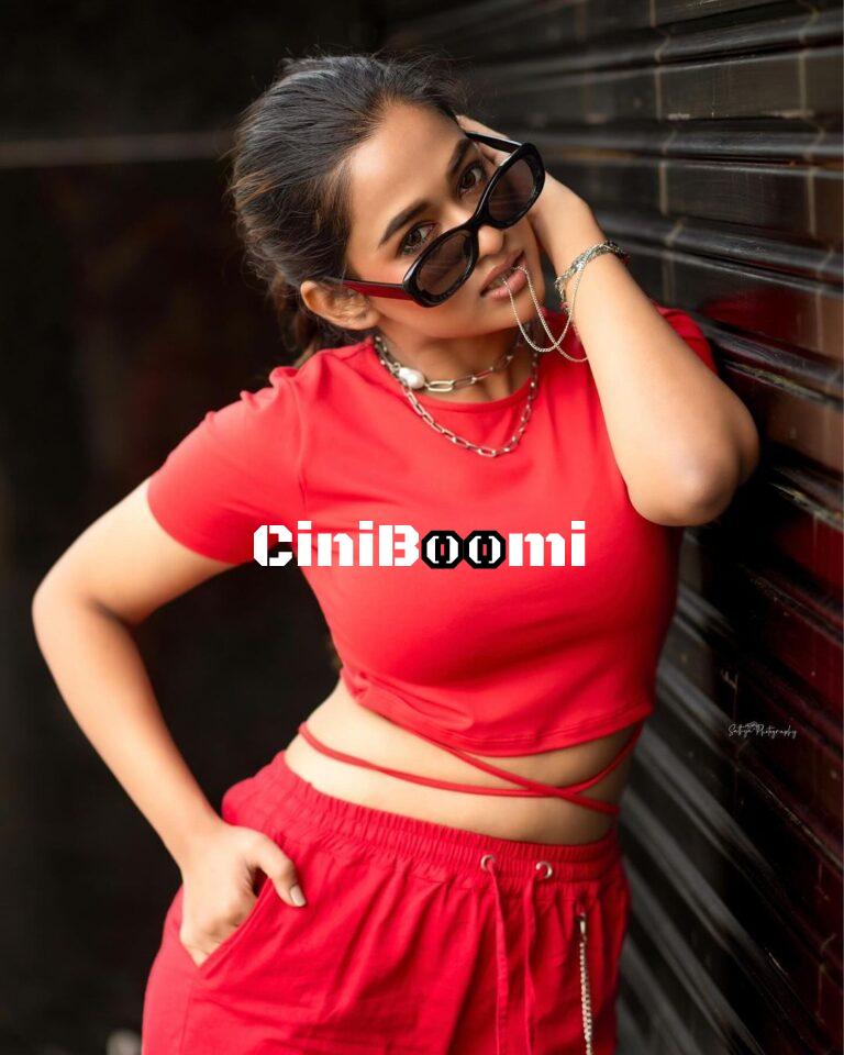 Actress Kaavya Arivumani Oozes Style In Red Outfit
