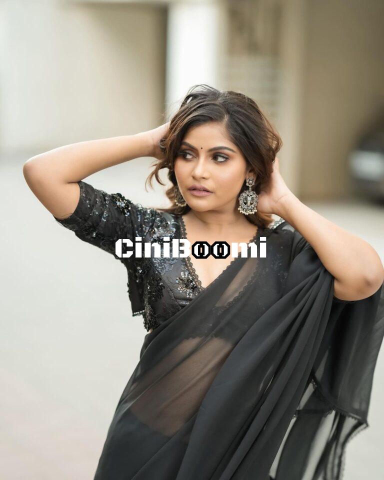 Actress Queency Dazzles In Black Saree