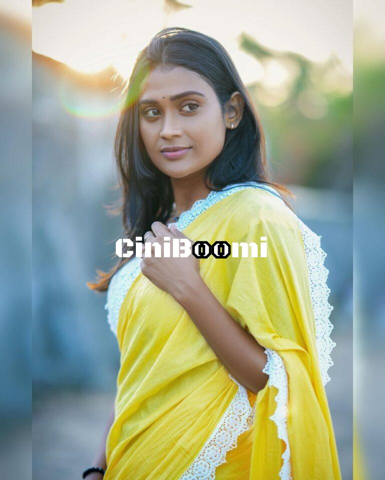 Actress Poornima Ravi Oozes Charm In Yellow Saree