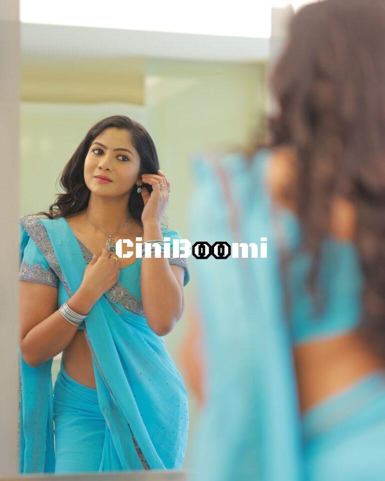 Actress Shruti Reddy Sizzles In Blue Saree