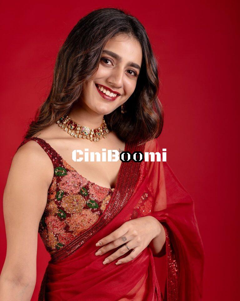 Actress Priya Prakash Varrier Unleashes Her Charisma In Red Saree