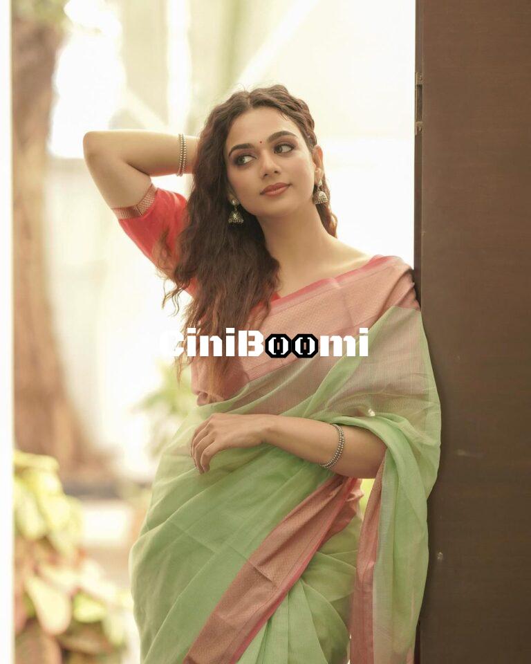 Actress Bhavya Trikha Oozes Charm In Green Saree