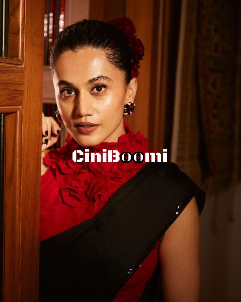 Actress Taapsee Pannu Oozes Charm In Black Saree