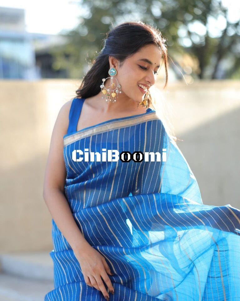 Actress Priyanka Mohan Radiates Ethereal Beauty In Blue Saree