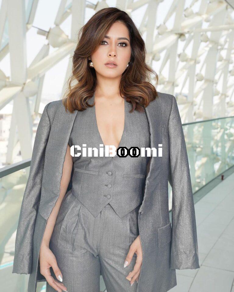 Actress Raashii Khanna Unleashes Her Charisma In Grey Colour Suit