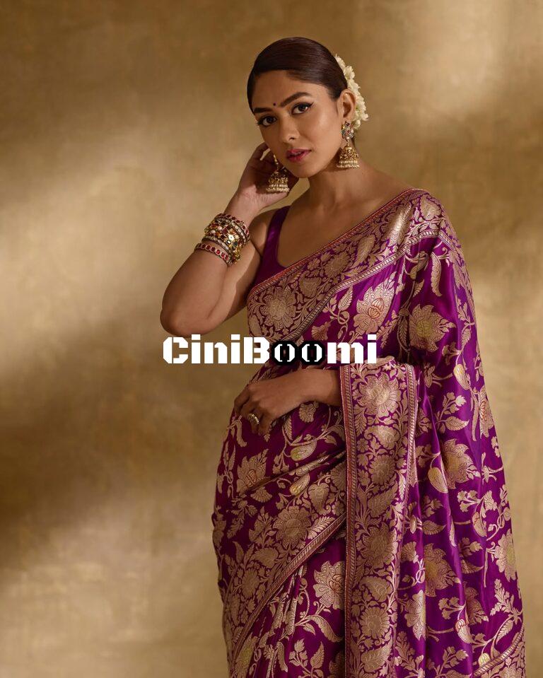 Actress Mrunal Thakur Blends Elegance With Charm In Silk Saree
